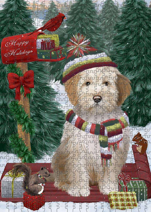 Merry Christmas Woodland Sled Tibetan Terrier Dog Puzzle with Photo Tin PUZL88304