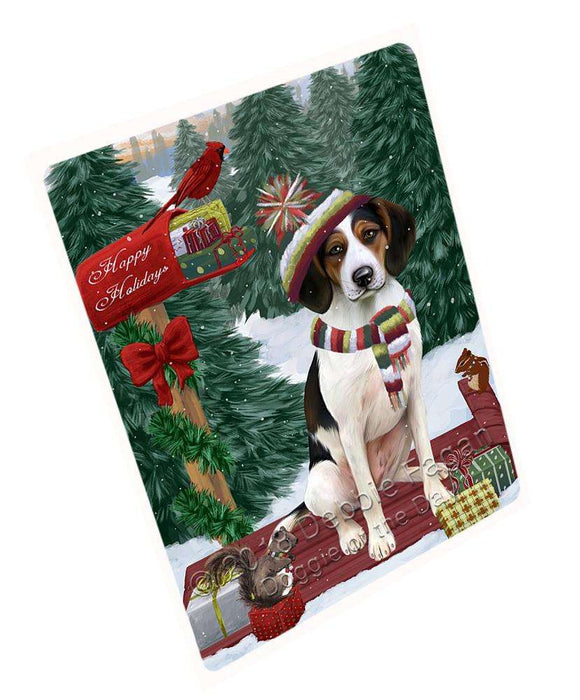 Merry Christmas Woodland Sled Treeing Walker Dog Large Refrigerator / Dishwasher Magnet RMAG92616