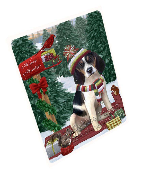 Merry Christmas Woodland Sled Treeing Walker Dog Large Refrigerator / Dishwasher Magnet RMAG92622
