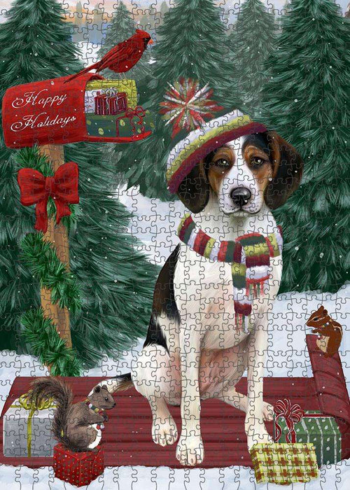 Merry Christmas Woodland Sled Treeing Walker Dog Puzzle  PUZL88312