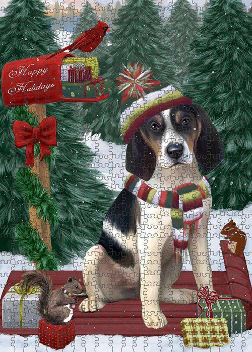 Merry Christmas Woodland Sled Treeing Walker Dog Puzzle  PUZL88316