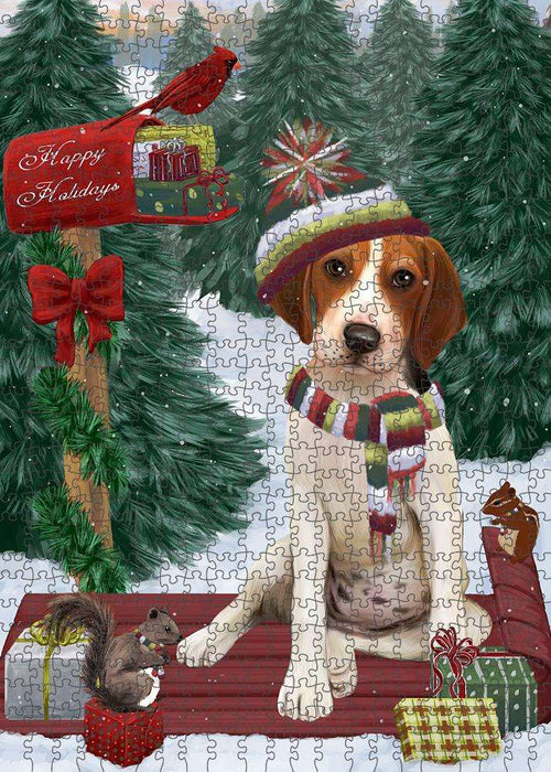 Merry Christmas Woodland Sled Treeing Walker Dog Puzzle  PUZL88320