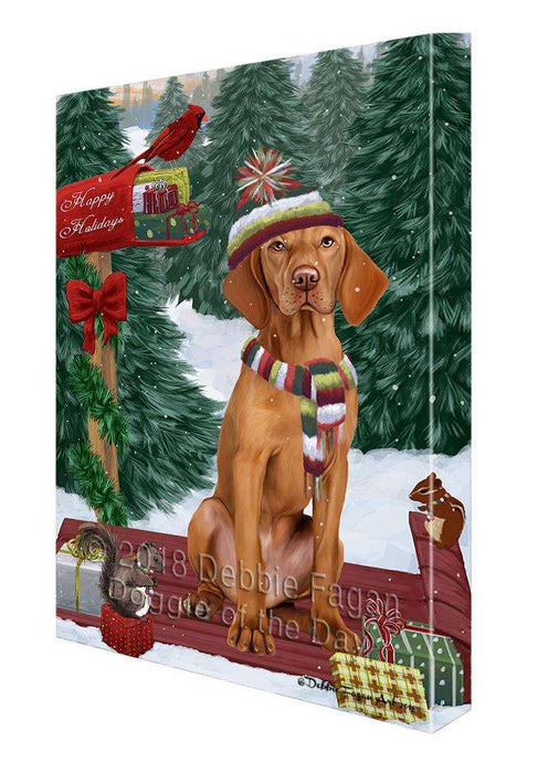 Merry Christmas Woodland Sled Vizsla Dog Canvas Print Wall Art Décor CVS115496
