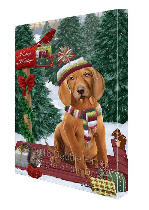 Merry Christmas Woodland Sled Vizsla Dog Canvas Print Wall Art Décor CVS115505