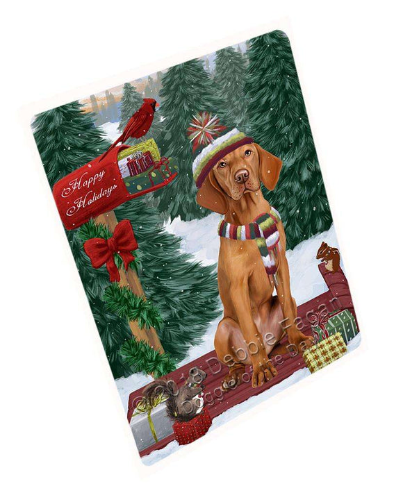 Merry Christmas Woodland Sled Vizsla Dog Cutting Board C70326