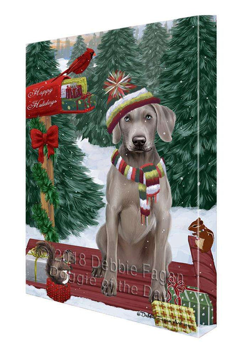 Merry Christmas Woodland Sled Weimaraner Dog Canvas Print Wall Art Décor CVS115514