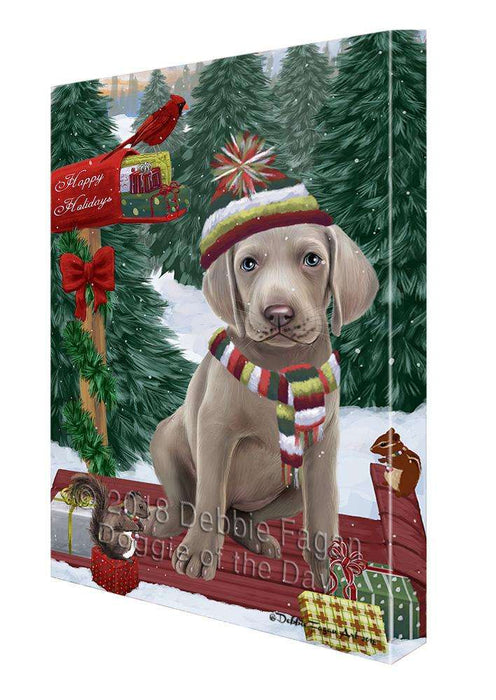 Merry Christmas Woodland Sled Weimaraner Dog Canvas Print Wall Art Décor CVS115523