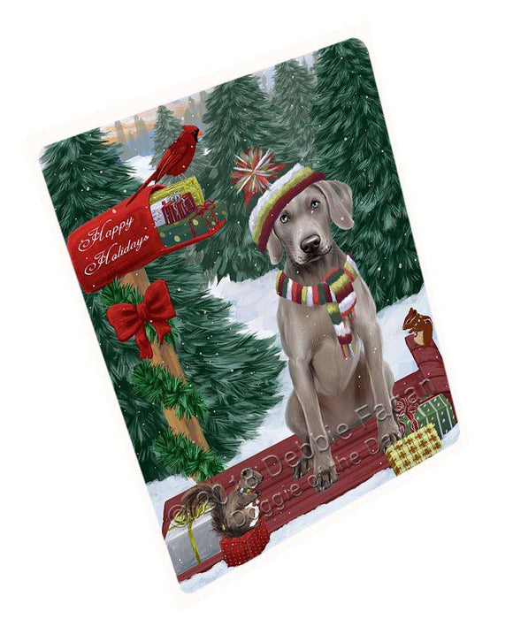 Merry Christmas Woodland Sled Weimaraner Dog Large Refrigerator / Dishwasher Magnet RMAG92658