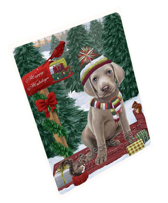 Merry Christmas Woodland Sled Weimaraner Dog Large Refrigerator / Dishwasher Magnet RMAG92664