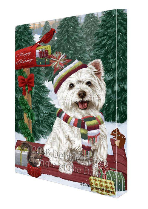 Merry Christmas Woodland Sled West Highland Terrier Dog Canvas Print Wall Art Décor CVS115532