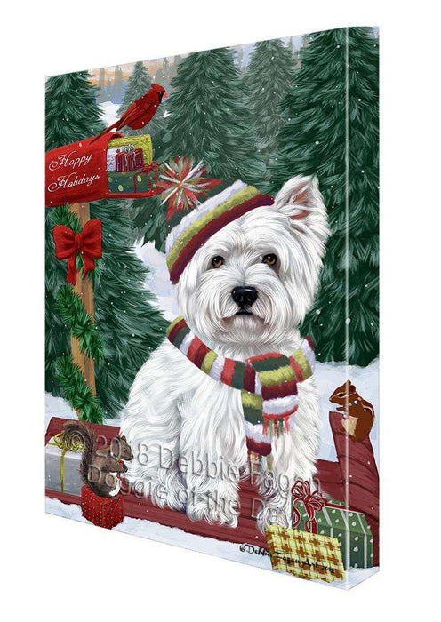 Merry Christmas Woodland Sled West Highland Terrier Dog Canvas Print Wall Art Décor CVS115541