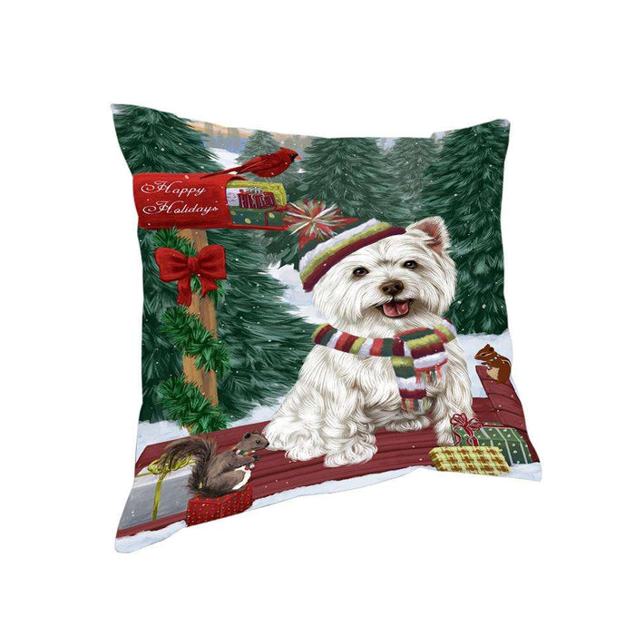 Merry Christmas Woodland Sled West Highland Terrier Dog Pillow PIL77540