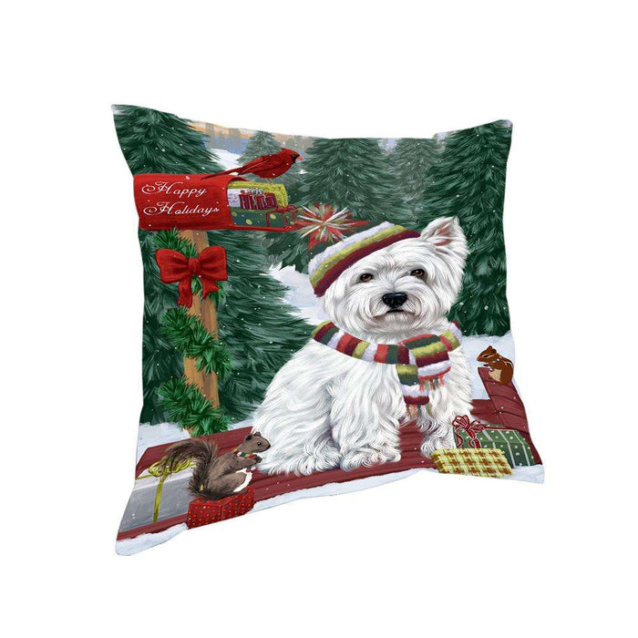 Merry Christmas Woodland Sled West Highland Terrier Dog Pillow PIL77544