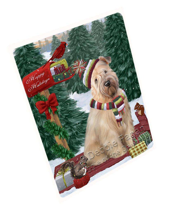 Merry Christmas Woodland Sled Wheaten Terrier Dog Large Refrigerator / Dishwasher Magnet RMAG92682