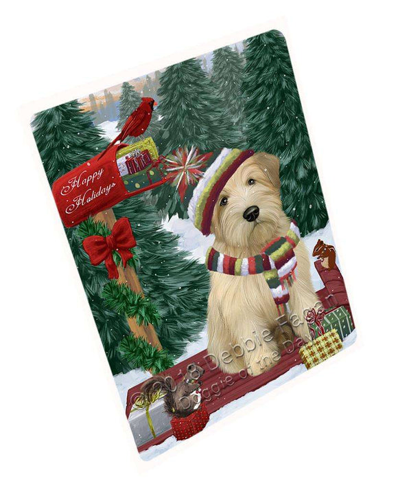 Merry Christmas Woodland Sled Wheaten Terrier Dog Large Refrigerator / Dishwasher Magnet RMAG92694