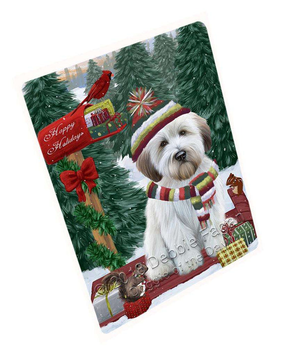 Merry Christmas Woodland Sled Wheaten Terrier Dog Large Refrigerator / Dishwasher Magnet RMAG92700