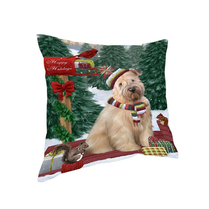 Merry Christmas Woodland Sled Wheaten Terrier Dog Pillow PIL77548