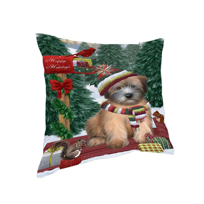 Merry Christmas Woodland Sled Wheaten Terrier Dog Pillow PIL77552