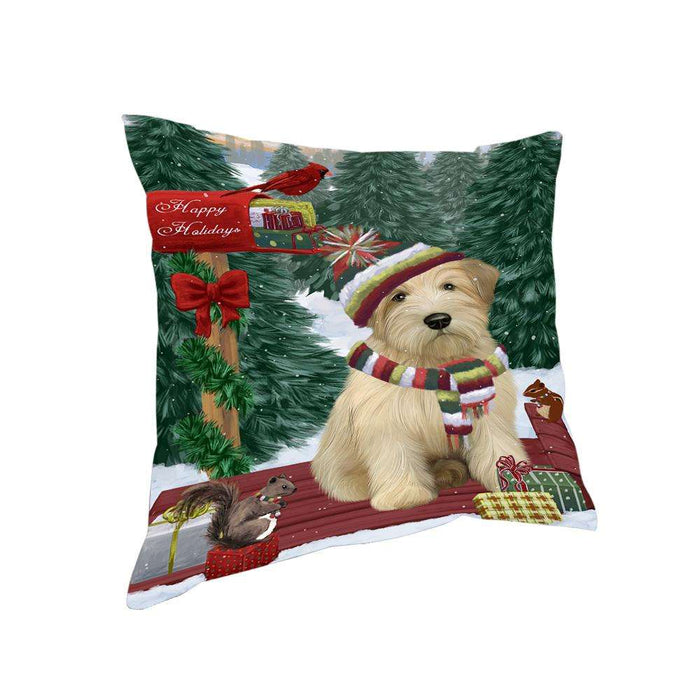 Merry Christmas Woodland Sled Wheaten Terrier Dog Pillow PIL77556