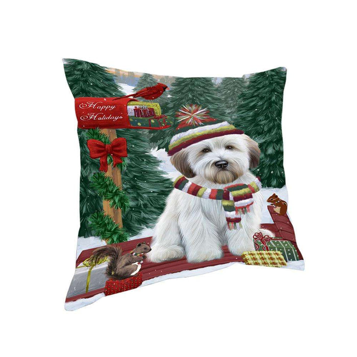 Merry Christmas Woodland Sled Wheaten Terrier Dog Pillow PIL77560