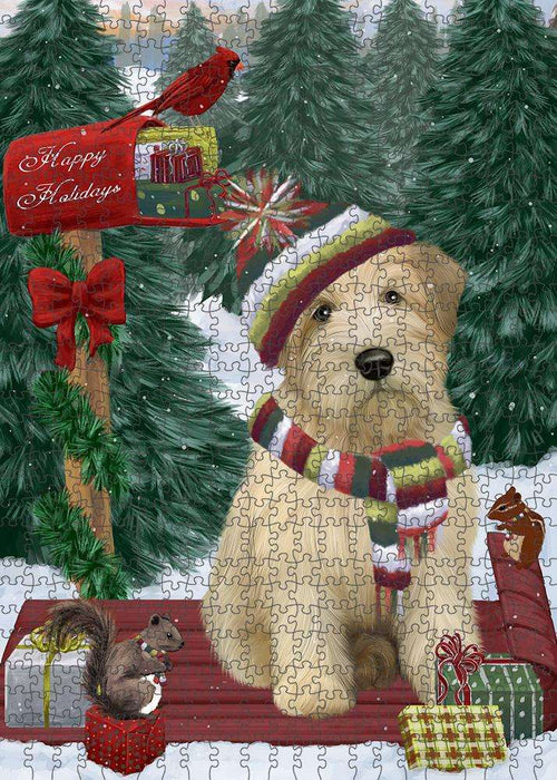 Merry Christmas Woodland Sled Wheaten Terrier Dog Puzzle  PUZL88364