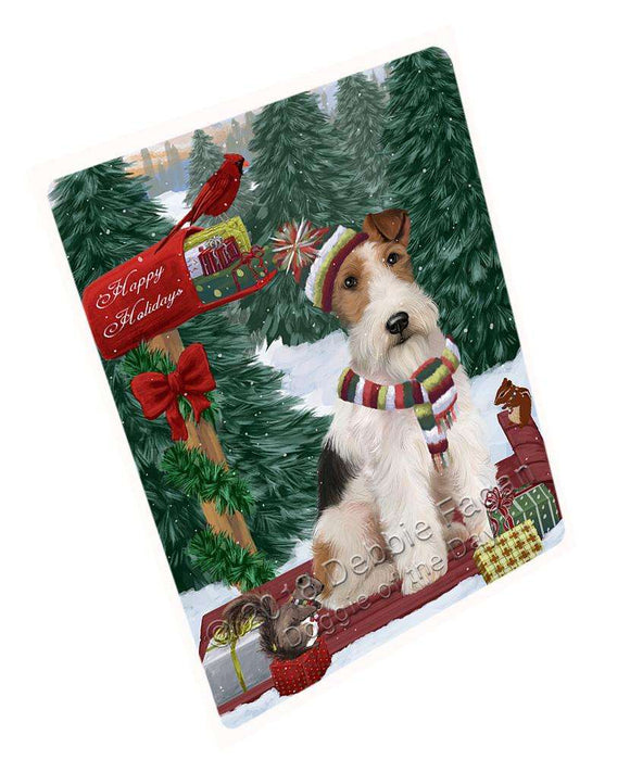 Merry Christmas Woodland Sled Wire Fox Terrier Dog Large Refrigerator / Dishwasher Magnet RMAG92706