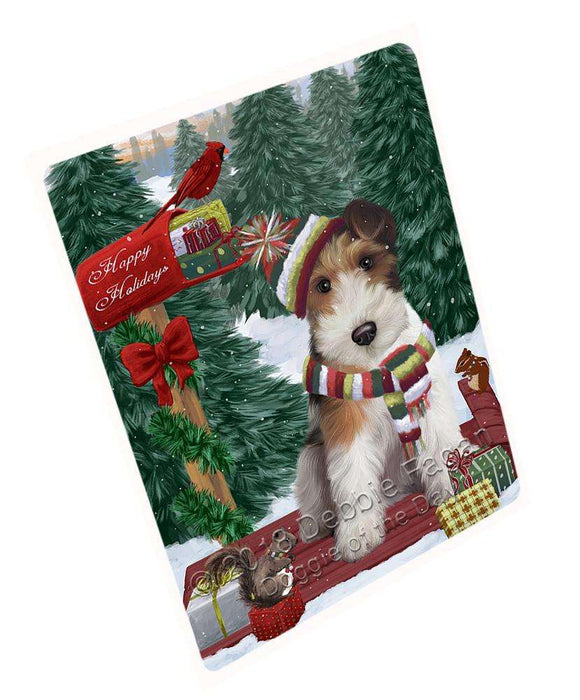Merry Christmas Woodland Sled Wire Fox Terrier Dog Large Refrigerator / Dishwasher Magnet RMAG92718