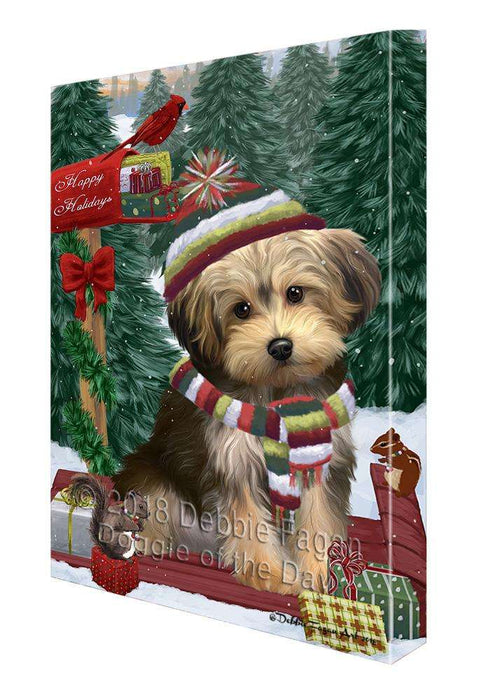 Merry Christmas Woodland Sled Yorkipoo Dog Canvas Print Wall Art Décor CVS115613