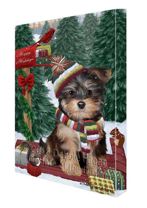 Merry Christmas Woodland Sled Yorkipoo Dog Canvas Print Wall Art Décor CVS115622