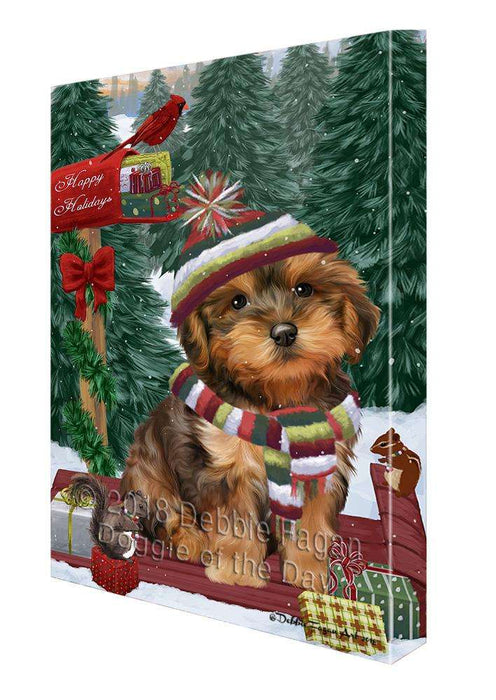 Merry Christmas Woodland Sled Yorkipoo Dog Canvas Print Wall Art Décor CVS115631