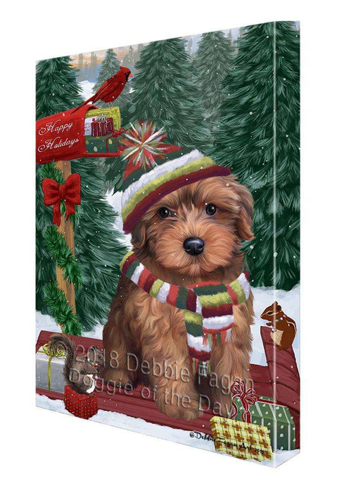 Merry Christmas Woodland Sled Yorkipoo Dog Canvas Print Wall Art Décor CVS115640
