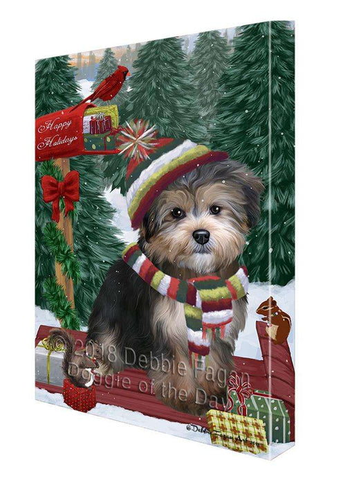Merry Christmas Woodland Sled Yorkipoo Dog Canvas Print Wall Art Décor CVS115649