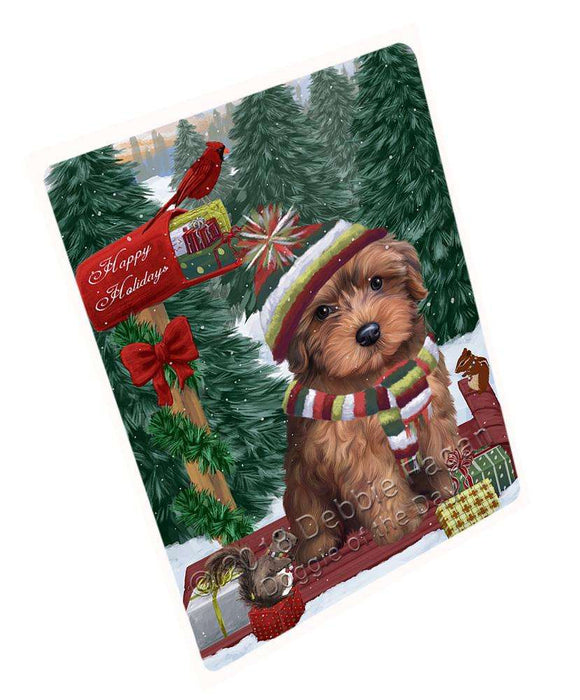 Merry Christmas Woodland Sled Yorkipoo Dog Large Refrigerator / Dishwasher Magnet RMAG92742