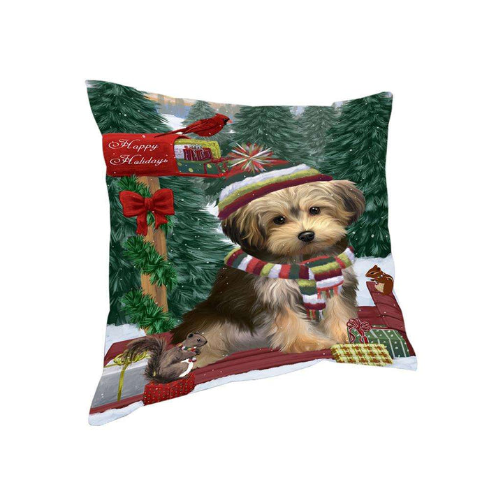 Merry Christmas Woodland Sled Yorkipoo Dog Pillow PIL77576