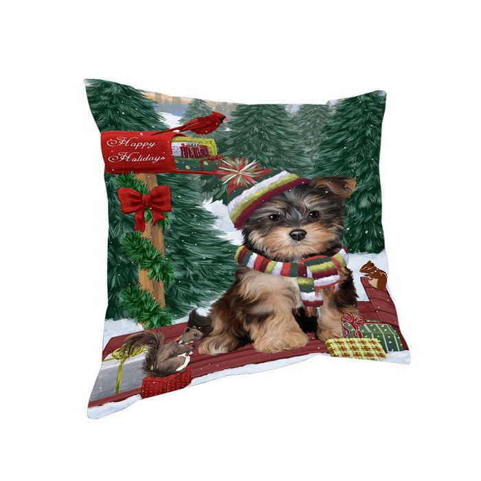 Merry Christmas Woodland Sled Yorkipoo Dog Pillow PIL77580