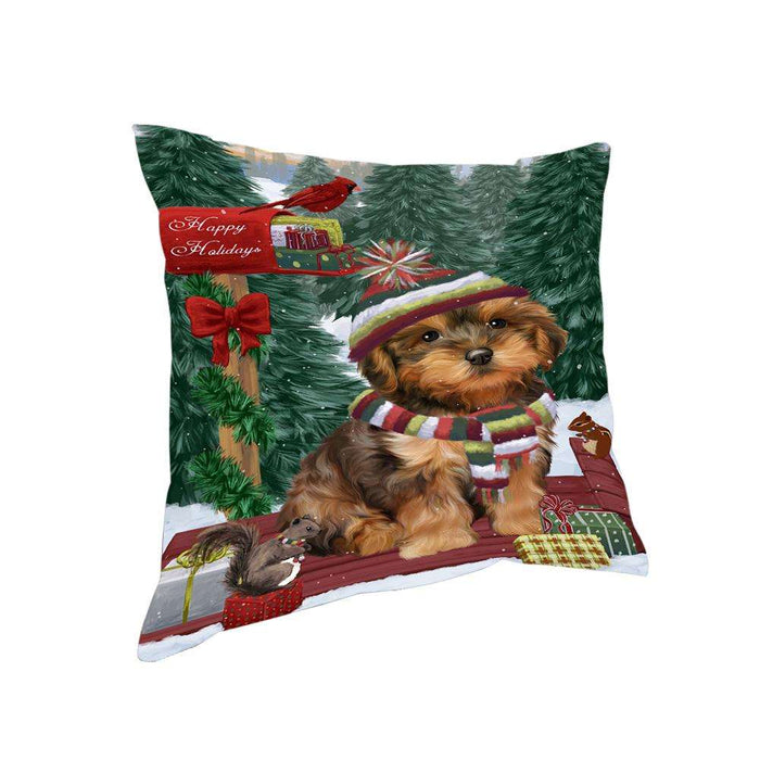 Merry Christmas Woodland Sled Yorkipoo Dog Pillow PIL77584