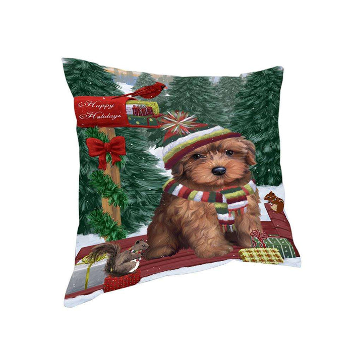 Merry Christmas Woodland Sled Yorkipoo Dog Pillow PIL77588