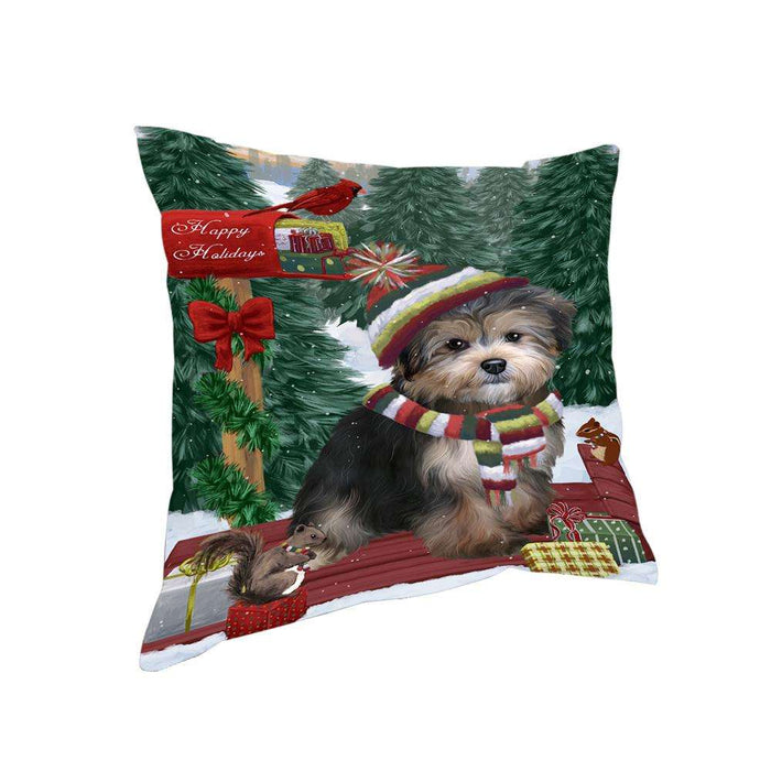 Merry Christmas Woodland Sled Yorkipoo Dog Pillow PIL77592