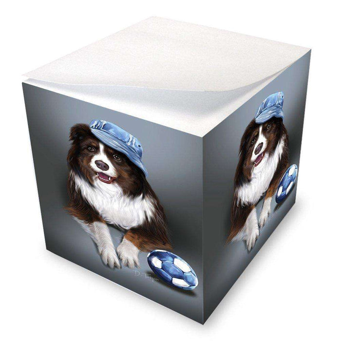 Morgan Red Tri Dog Wearing Hat with Ball Note Cube