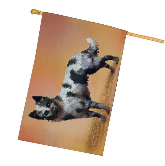 Mudi Black Merle Dog House Flag