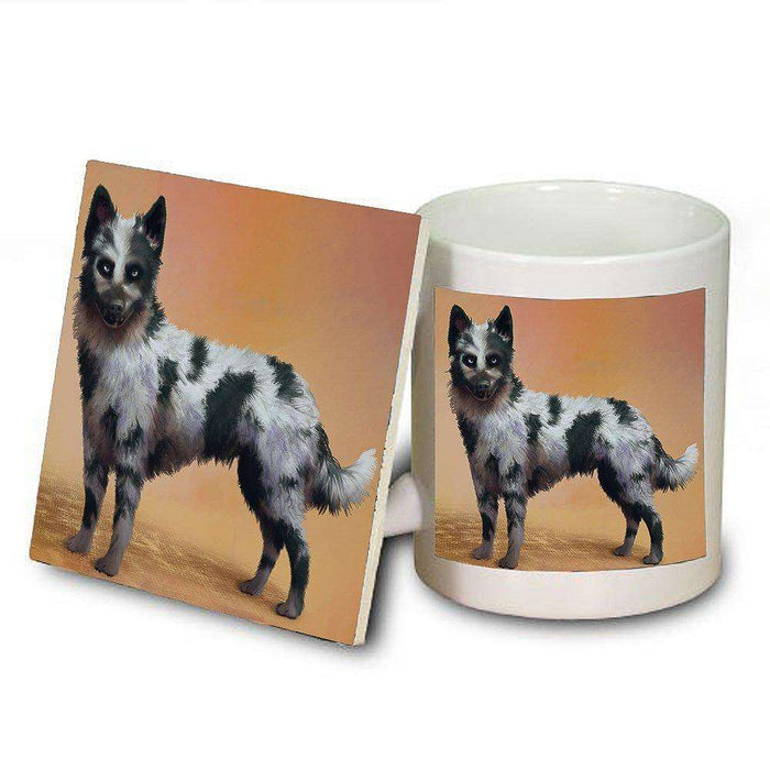 Mudi Black Merle Dog Mug and Coaster Set