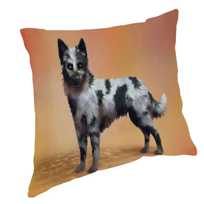 Mudi Black Merle Dog Throw Pillow