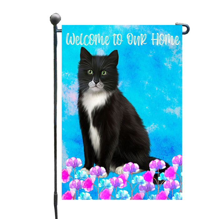 Multicolore Floral Tuxedo Cats Garden Flags- Outdoor Double Sided Garden Yard Porch Lawn Spring Decorative Vertical Home Flags 12 1/2"w x 18"h