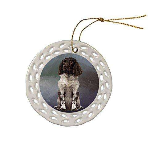 Munsterlander Dog Christmas Doily Ceramic Ornament