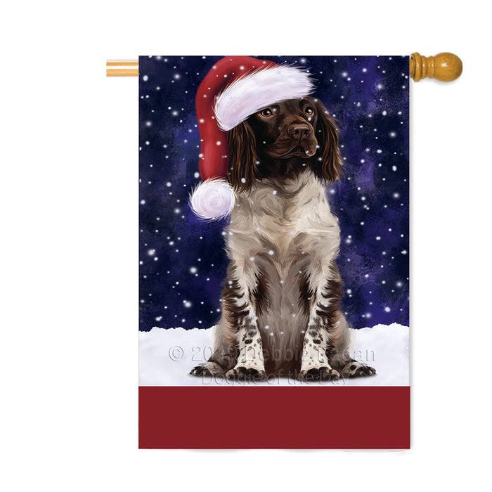 Personalized Let It Snow Happy Holidays Munsterlander Dog Custom House Flag FLG-DOTD-A62428