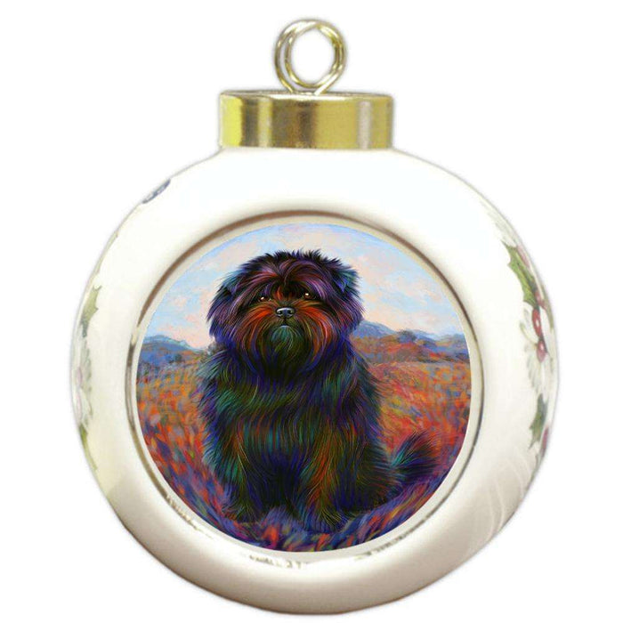 Mystic Blaze Affenpinscher Dog Round Ball Christmas Ornament RBPOR53567