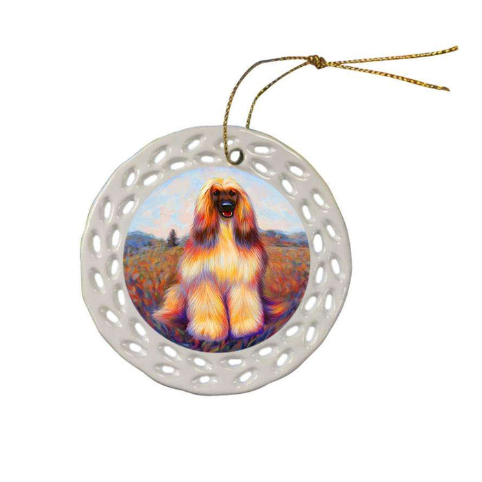 Mystic Blaze Afghan Hound Dog Ceramic Doily Ornament DPOR53568