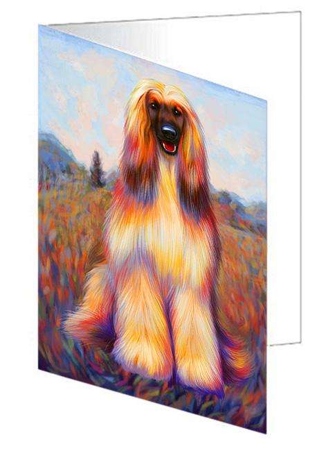 Mystic Blaze Afghan Hound Dog Handmade Artwork Assorted Pets Greeting Cards and Note Cards with Envelopes for All Occasions and Holiday Seasons GCD64733