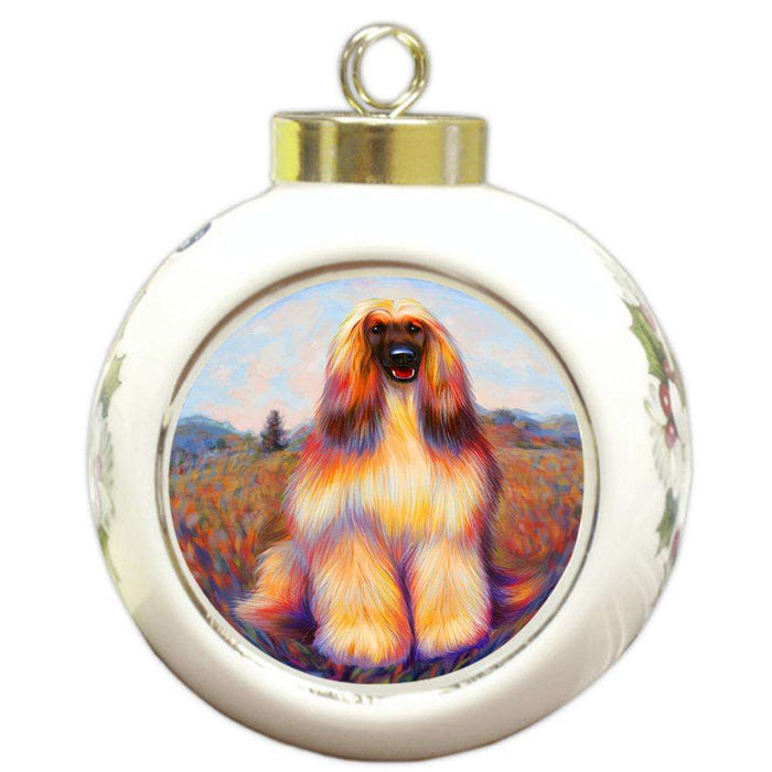 Mystic Blaze Afghan Hound Dog Round Ball Christmas Ornament RBPOR53568