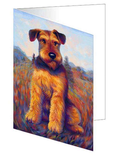 Mystic Blaze Airedale Terrier Dog Handmade Artwork Assorted Pets Greeting Cards and Note Cards with Envelopes for All Occasions and Holiday Seasons GCD64736